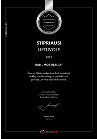 Sertifikatai, pažymėjimai ir kt.
