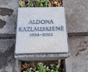 Antkapinė plokštė su įršais, granitas. Saulės kapinės, Vilnius.