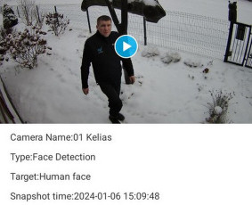 Naujiena!!!! kamera su veido atpažinimo funkcija. Ši kamera praneš iškarto i jūsų išmanųjį mobiliąja programėle kai tik neatpažintas veidas pasirodys šitos stebėjimo kameros perimetre.