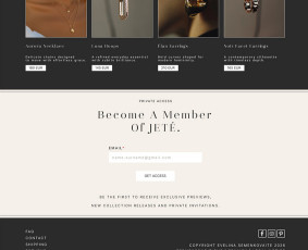 JETE JEWELRY. E-commerce homepage UI dizainas Figmoje