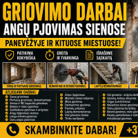 Tadas Grinevicius Griovimo darbai, angų pjovimas sienose Vilniuje, Panevėžyje