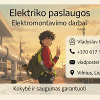 Vladyslav Klymenko Elektriko paslaugos: elektros instaliacija butuose, namuose