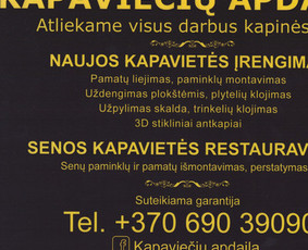 Kapaviečių apdaila - Kapų tvarkymas, priežiūra Kapų tvarkymas, priežiūra - Kapaviečių apdaila