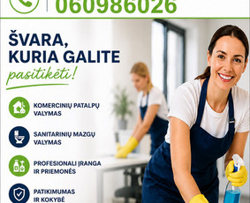 Komercinių patalpų valymas - Namų ir biurų valymas, mink&scaron;tų baldų-generalinis, po statybų
