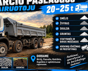 Krovinių pervežimas - Savivarčio Paslaugos Su Vairuotoju