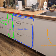 IKEA ENHET virtuvės komplekto pritaikymas indaplovei