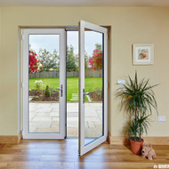 Dvigubos plastikines lauko durys su stiklais( French door)