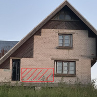 Reklaminio tento užkabinimas ant namo