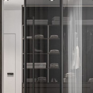 Metalo stiklo pertvara bute