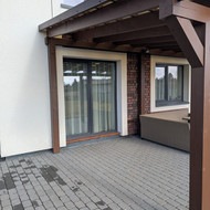 Terasos sienos stiklinimas arba tąšelių siena ar pan