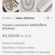 Auksinių papuošalų kūrimas bei gamyba