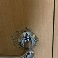 Dųrų męįstrą įšlaųžita prįę rankęnų mędini plokšta duru