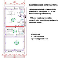Šildomų grindų vamzdelių išvedžiojimas (75m2) ir nuoteku vamzdžio paklojimas (10m)